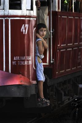 Boy on Tram in Turkey