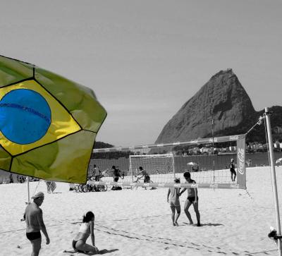 brasilian flag and sugar loaf