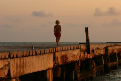 girl and pier