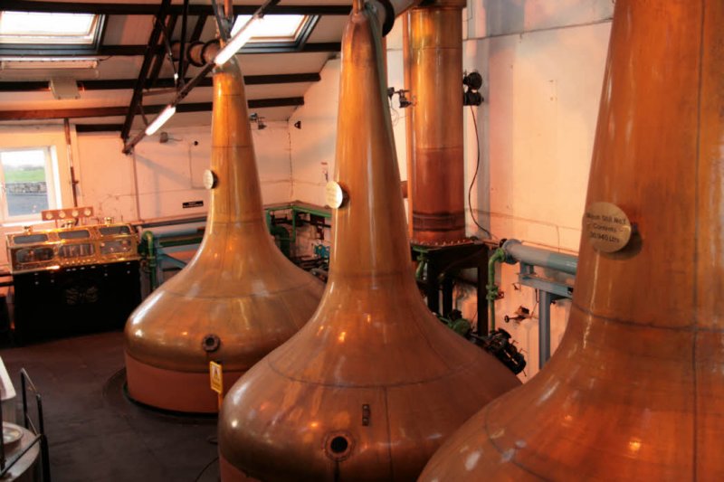 Inside the Bowmore Distillery - the spirit stills