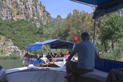 Sailing up the Dalyan River towards Lake Köyceğiz