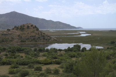 View from the Çandır road over the caunos lagoon towards the sea