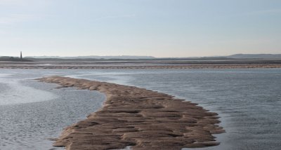 Sand banks at low tide off the Holy Isle