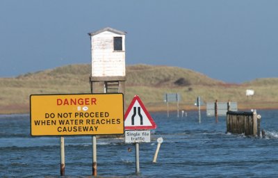 The Holy Isle causeway shortly before high tide