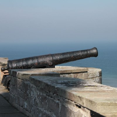 Bamburgh Castle cannon on the ramparts