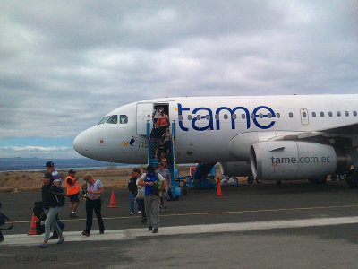 Baltra airport-our flight from Quito