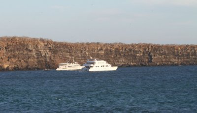 The Reina Silvia and another boat anchored in the crater bay, Genovesa, Galalpgos