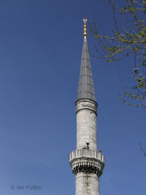 One of the six minarets of the Blue Mosque, Istanbul