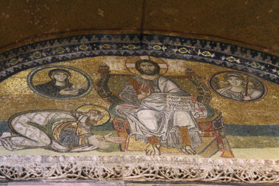 Mosaic at the Imperial  Gate entrance to the Hagia Sophia, Istanbul