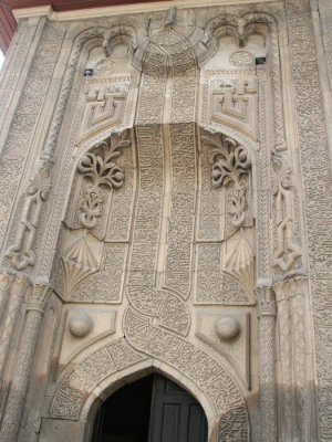 The amazing carved portal of the Ince Minaret Medrasa