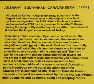 Sultanhani Caravanserai information board