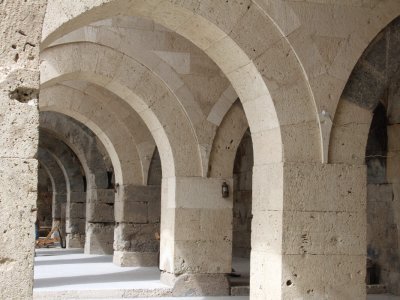 The open stables area at the Sultanhani Caravanserai