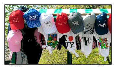 Central Park vendor's hat selection