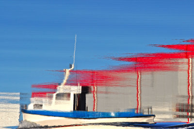 Boat in Blue and Red IV