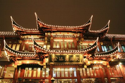 1651. Shanghai - La citta' vecchia by night.JPG