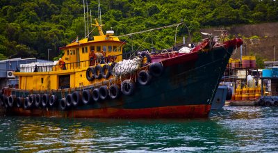 work boat in the harbour