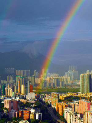 Hong Kong:  expecting a typhoon, but rainbow instead