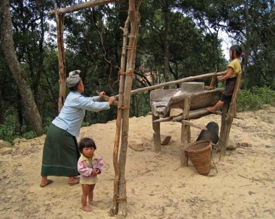 Grinding corn