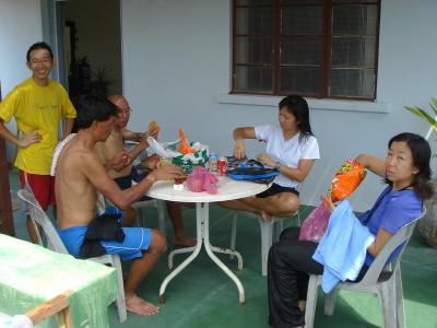 relaxing in the verandah