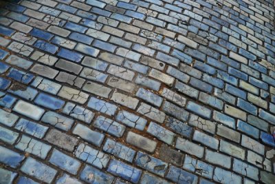 shiny blue-gray cobblestone pavers are my favorite