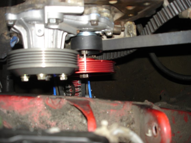 Bottom end pulleys and new water pump reassembled...