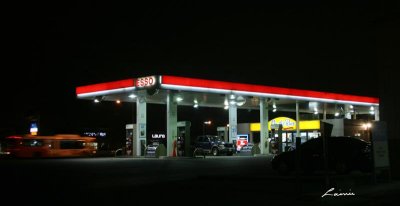gas station 7303 night photo