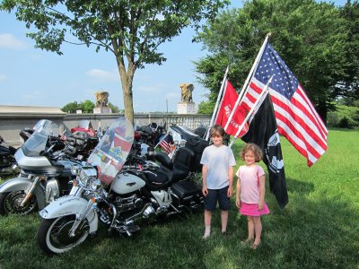 The kids with a vet's bike