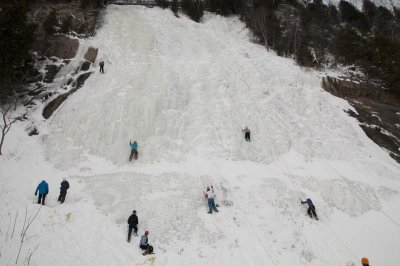 climbing the waterfall