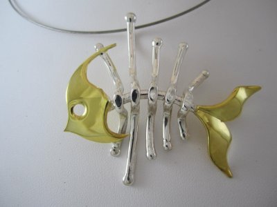Fischeele in sterling silver with 22kt gold overlay tail & face