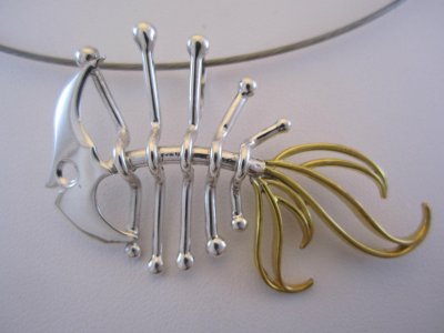 Fischeele in sterling silver with 22kt gold overlay tail