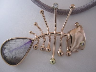 14kt rose/gold w/dia w/florite tail