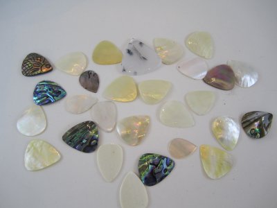 handmade guitar picks w/Ivory, Abalone, Shell