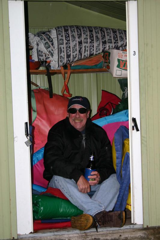 Adrian keeping dry