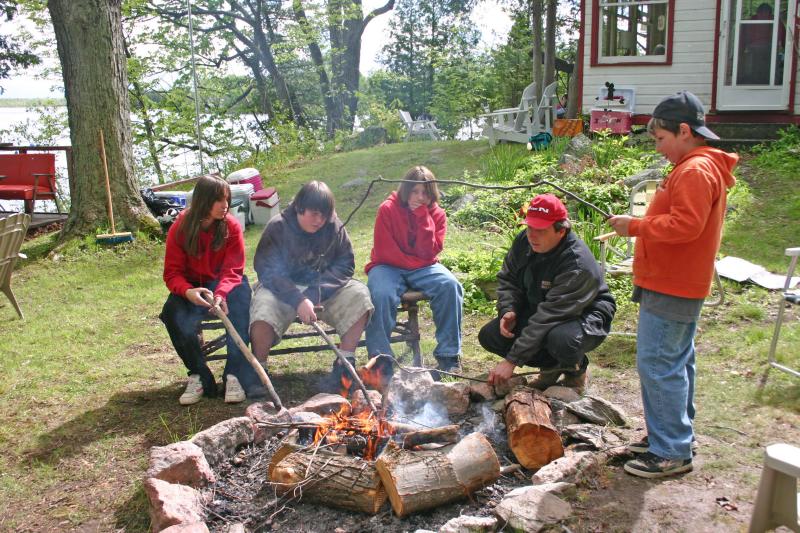 Kids at the fire