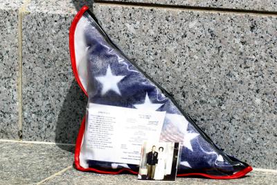 WWII Vet Flag Left at WWII Memorial