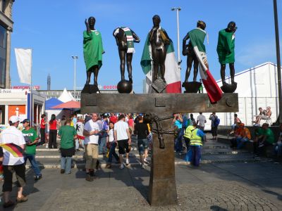 Mexico flags on the statute