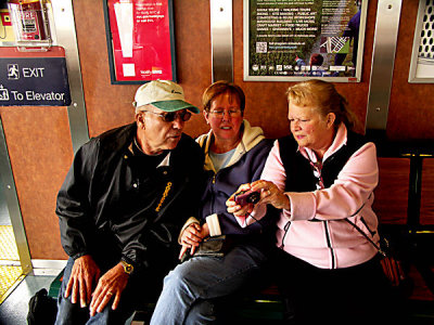 Phyllis with Judy and Jay Schrock on the Subway in NY.jpg