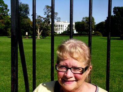 Phyllis in front of White House.jpg