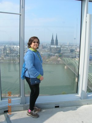 view of Rhine river & Cologne Cathedral
