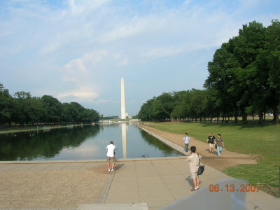 view of Washington Monument from the steps of Lincoln Memorial