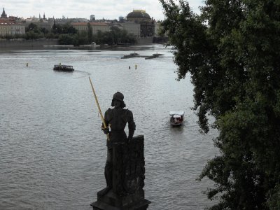 Statue Bruncvik and river Vltava ..