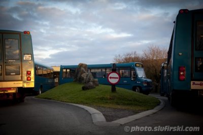 Buses at sunset - Newgrange, Ireland
