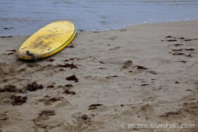 Yellow surfing board