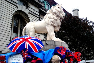 United Kingdom - London, Lion Statue at Westminster Bridge