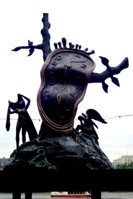 United Kingdom - London, Salvador Dali Statue Melting Clock at Westminster Bridge