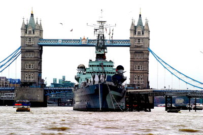 United Kingdom - London, Tower Bridge and HMS Belfast