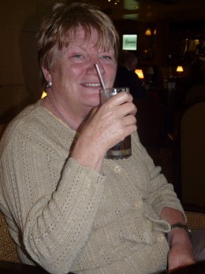 Southampton - Margaret enjoying her first drink