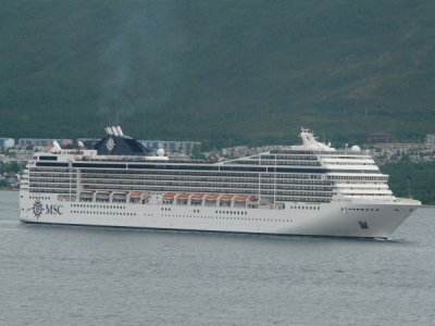 Tromso - MSC Poesia Arriving to take our berth