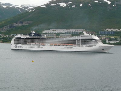 Tromso - MSC Poesia Arriving to take our berth