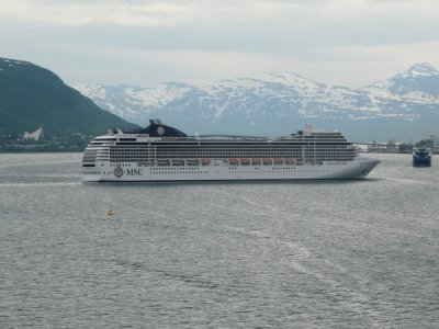 Tromso - MSC Poesia Arriving to take our berth